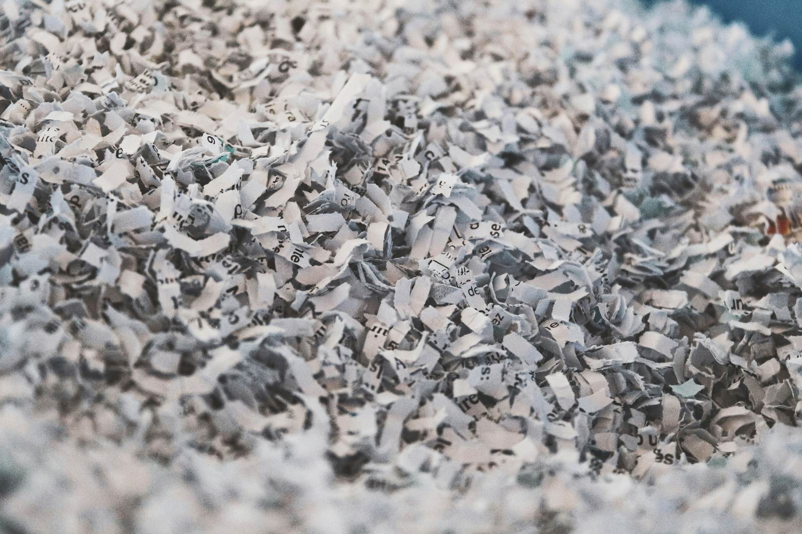 A pile of finely shredded paper